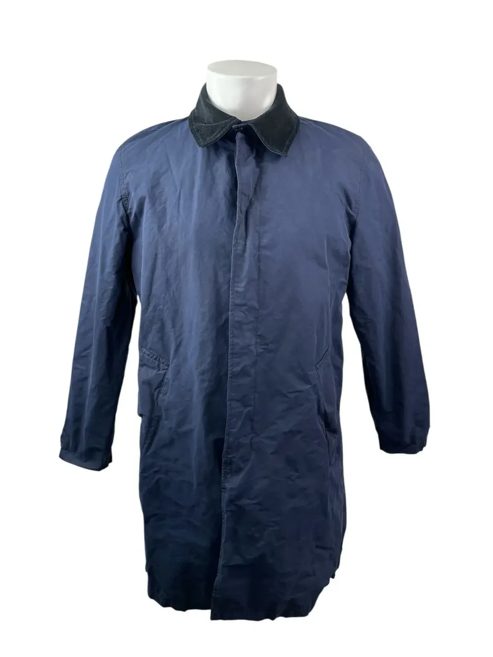 Banana Republic Men's Navy Blue Plaid Lined Long Sleeve Button Down Jacket Sz M